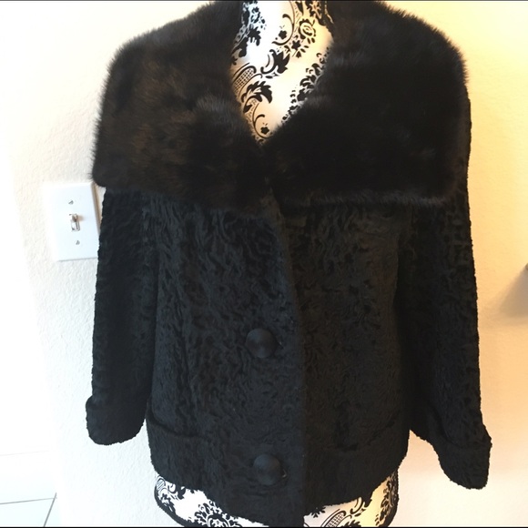 Black Mink &  Persian lamb vintage coat / jacket—cotton dust bag included - Picture 2 of 6